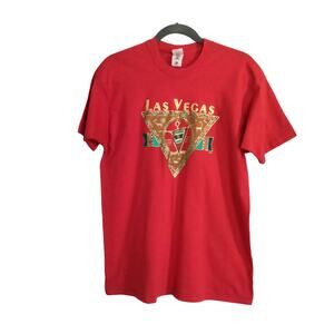 Vintage Men's XXL Las Vegas Tee Red Gold Textured Western Print T Shirt USA Made